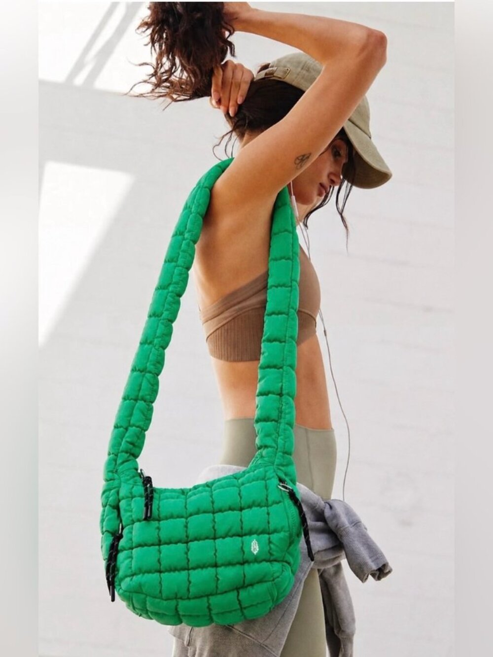 Free People Movement Quilted Baby Carryall Sling Bag in Kelly Green